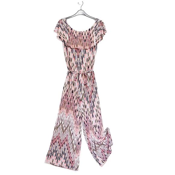 Clara Sun‎ Woo Ruffle Off Shoulder Pocket Jumpsuit - Boho Weave NWT - Picture 3 of 7
